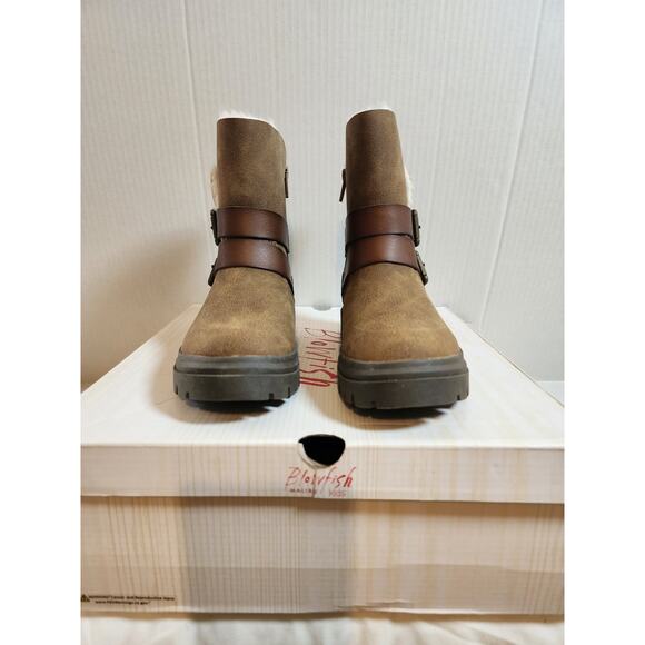 Blowfish Girl's Size 13 Brown Fur Lined Boots With Side Zippers - Picture 1 of 8